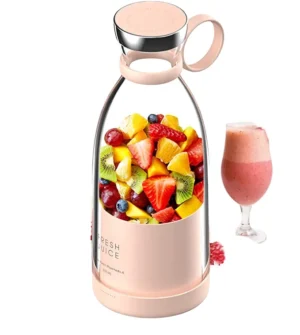 Liquidificador elétrico portátil de smoothie, 420ml e mini misturador de espremedor de frutas para viagem, fonte de alimentação USB para estilo de vida ocupado em movimento