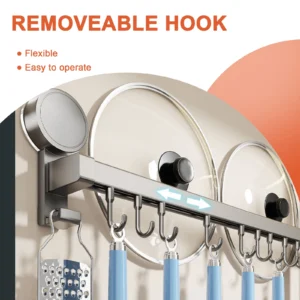 Suporte de Parede para Cozinha Sem Furos, Prateleira Organizadora para Utensílios de Cozinha, Colheres, Espátulas e Tábuas de Corte